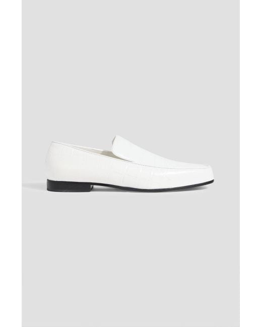 Totême  White Croc-Effect Leather Loafers
