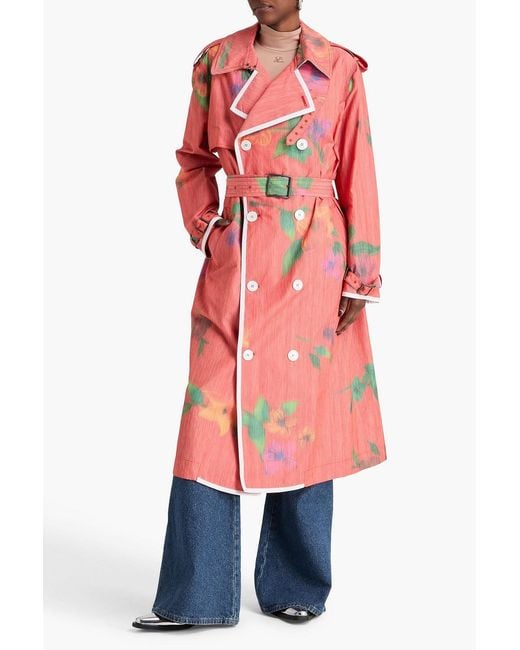 S.S.Daley Red Edna Printed Jacquard Trench Coat