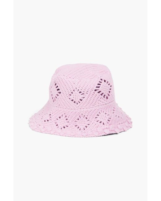 Maje Pink Crochet-knit Bucket Hat