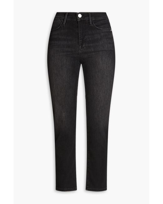 FRAME Black Le High Straight Cropped High-rise Straight-leg Jeans
