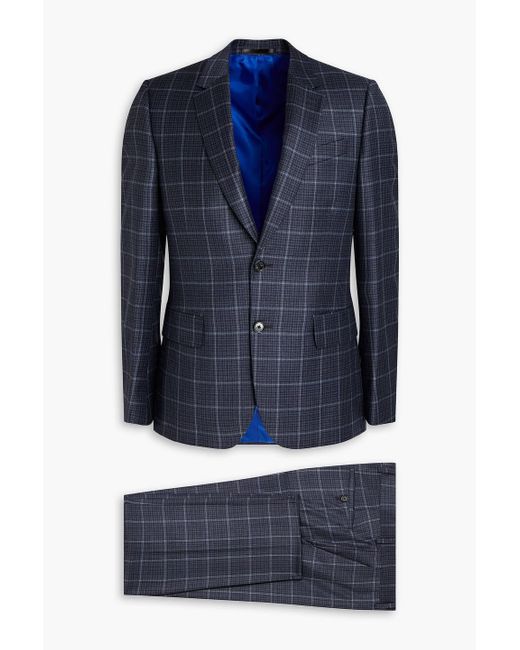 Paul Smith Blue Soho Checked Wool Suit for men