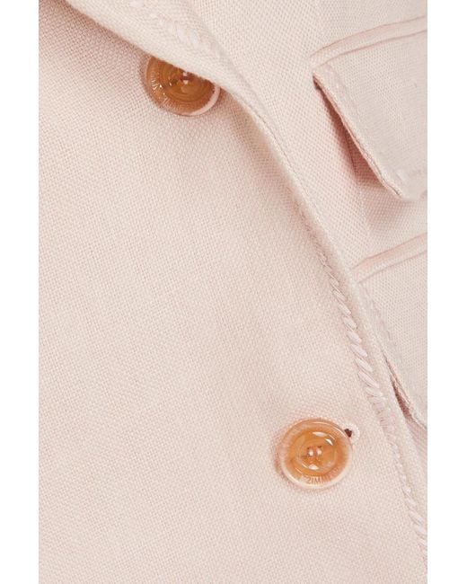 Zimmermann Pink Double-breasted Linen Blazer