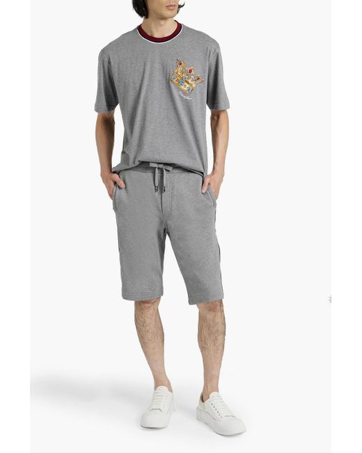 Dolce & Gabbana Gray Striped French Cotton-terry Drawstring Shorts for men