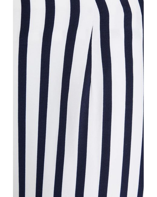 Staud White Luke Striped Crepe De Chine Wide-leg Pants