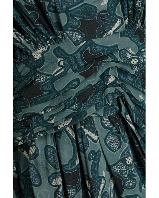 IRO Green Bedrucktes minikleid aus crêpe mit raffung