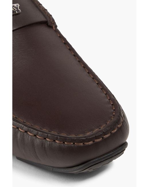 Bally Brown Palsy Embellished Leather Driving Shoes for men