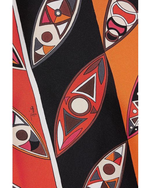 Emilio Pucci White Knotted Printed Silk-twill Top