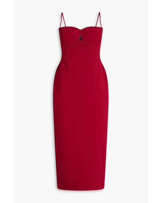Galvan Red Amelia Cutout Ponte Midi Dress