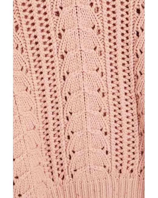 Brunello Cucinelli Pink Rollkragenpullover aus einer kaschmir-seidenmischung mit zopfstrickmuster