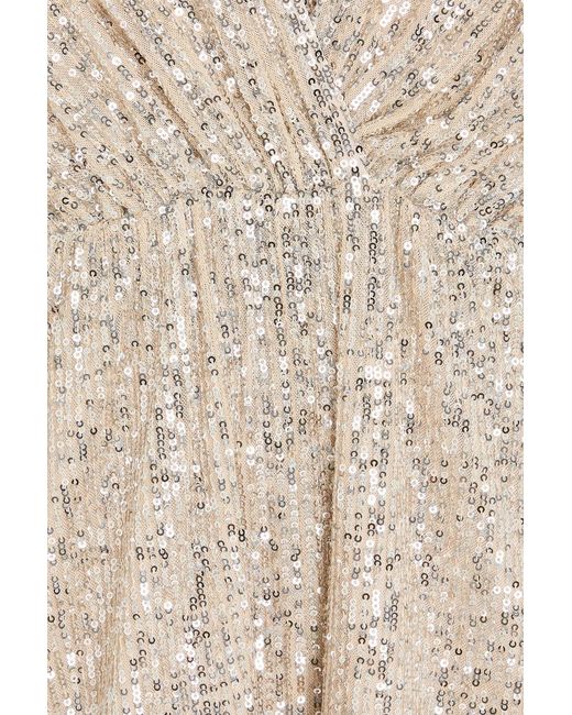 In the mood for love Natural Sequined Mesh Playsuit