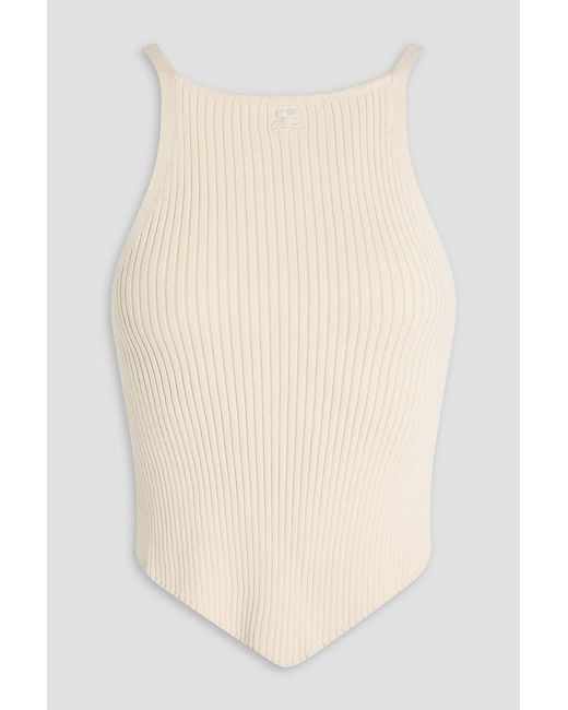 Courreges Natural Ribbed-knit Top