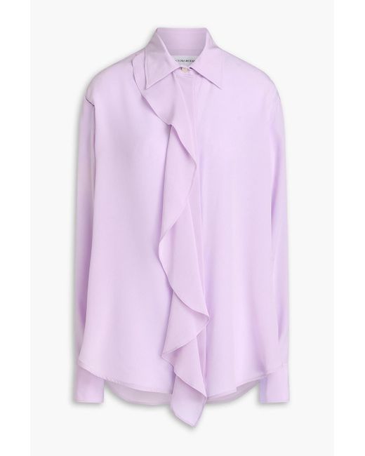 Victoria Beckham Purple Ruffled Silk-chiffon Shirt
