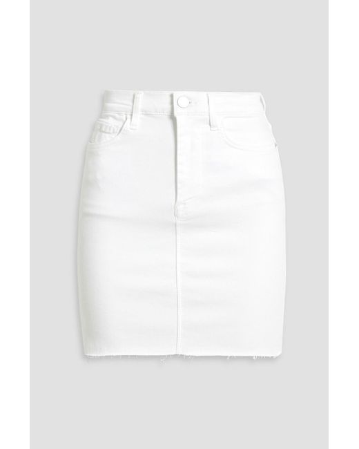 FRAME White Frayed Denim Mini Skirt