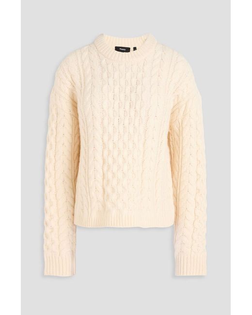 Theory Natural Cable-knit Wool And Cashmere-blend Sweater