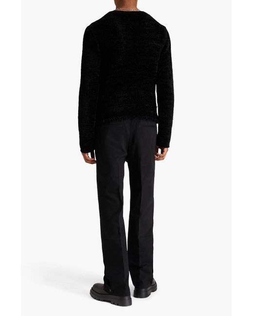 Jil Sander Black Distressed Silk And Cotton-blend Chenille Sweater for men