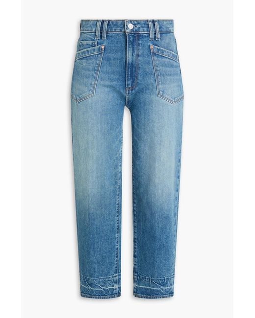 PAIGE Blue Alexis Cropped Faded High-rise Barrel-leg Jeans