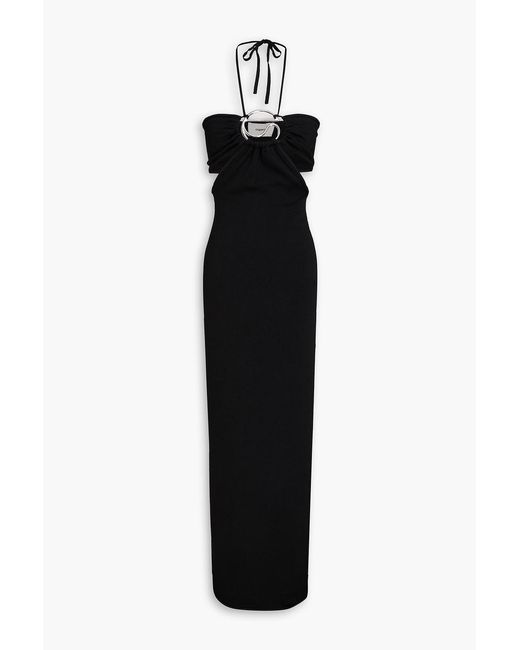Coperni Black Embellished Cutout Jersey Maxi Dress