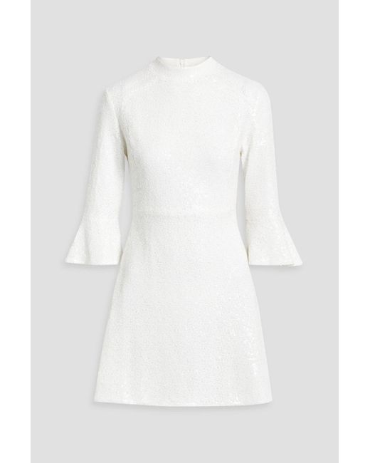 HVN White Ashley Sequined Cotton Mini Dress