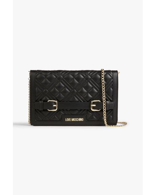 Love Moschino Black Quilted Faux Leather Shoulder Bag