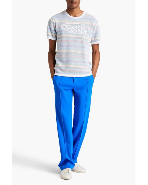 Missoni Blue Jacquard-knit Cotton T-shirt for men
