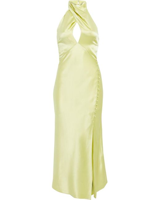 Nicholas Green Aline Crossover Silk-satin Halterneck Midi Dress