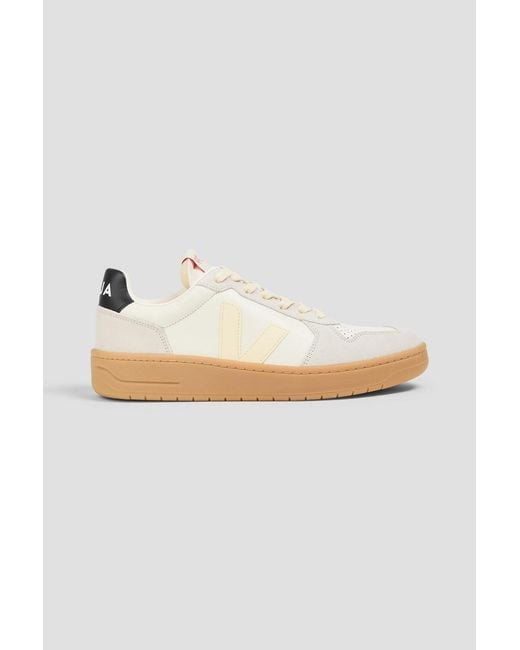 Veja White V-82 Suede And Leather Sneakers for men