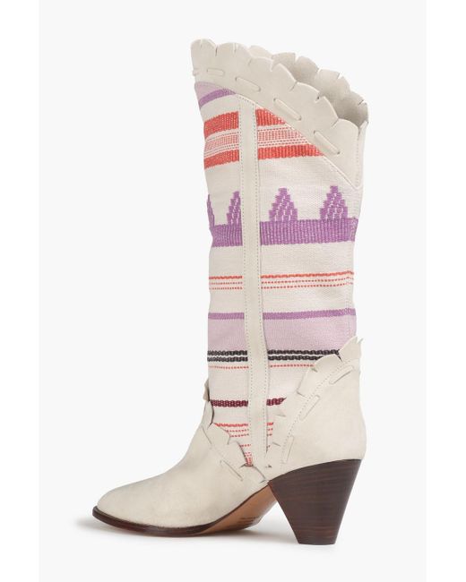 Isabel Marant Pink Jacquard-paneled Suede Boots