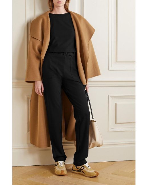 Leset Black Rio Belted Stretch-jersey Straight-leg Pants