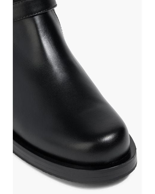 Stuart Weitzman Black Maverick Buckled Leather Ankle Boots