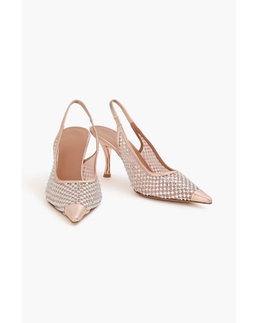 Malone Souliers Pink Vesper 70 slingback-pumps aus mesh mit kristallverzierung