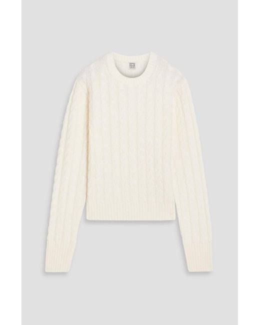 Totême  White Cable-knit Wool Sweater