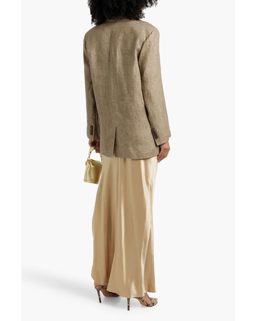 Brunello Cucinelli Natural Bead-Embellished Metallic Linen-Blend Twill Blazer