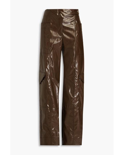 Ganni Glossed Faux Leather Cargo Pants in Brown | Lyst UK