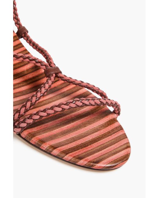 Alexandre Birman Pink Donna 30 Woven Leather And Suede Sandals
