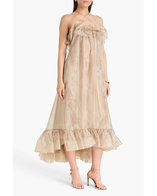 Zimmermann Natural Ruffled Organza Gown