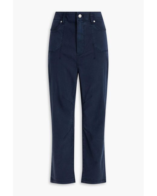 PAIGE Blue Drew Cropped High-Rise Straight-Leg Jeans
