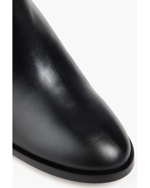 Stuart Weitzman Black Esme Buckled Leather Knee Boots