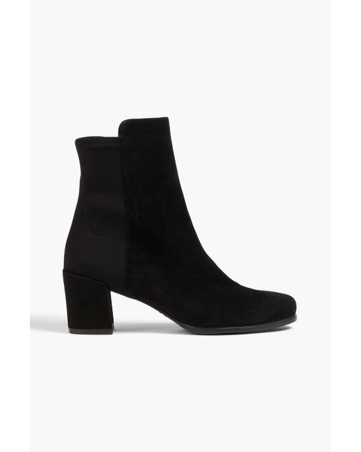 Stuart Weitzman Black Suede And Stretch-jersey Ankle Boots