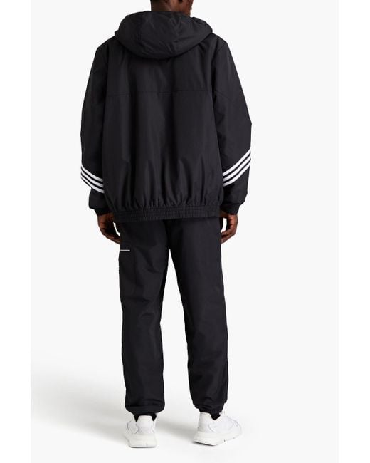 Adidas Originals Black Striped Shell Hooded Jacket for men