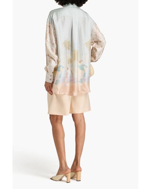 Zimmermann White Printed Silk-twill Shirt