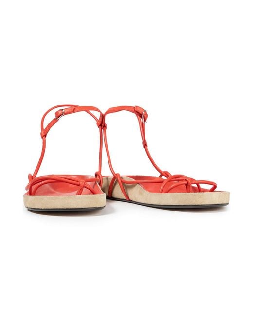Isabel Marant Red Enador Leather Sandals