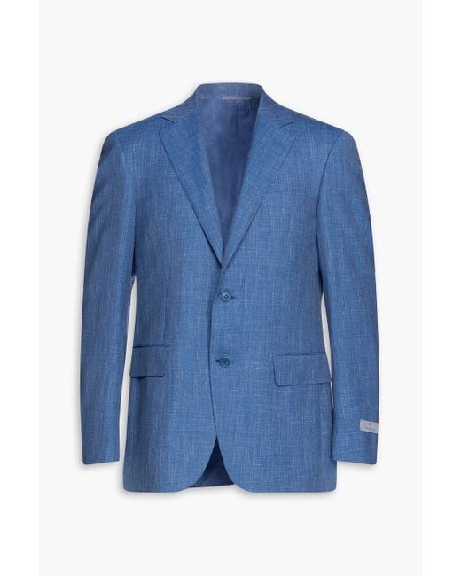 Canali Slub Wool, Silk And Linenblend Blazer in Blue for Men Lyst UK