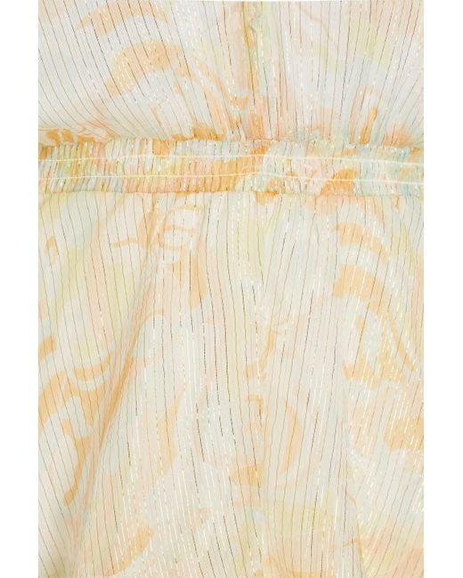 Maje Natural Tiered Printed Silk-blend Organza Midi Dress