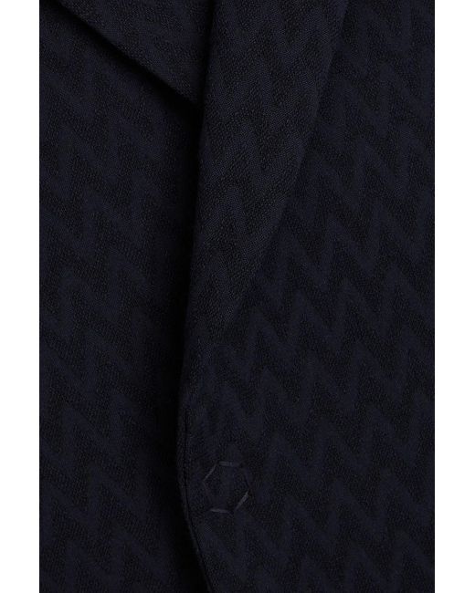 Emporio Armani Blue Cotton-blend Jacquard Suit Jacket for men