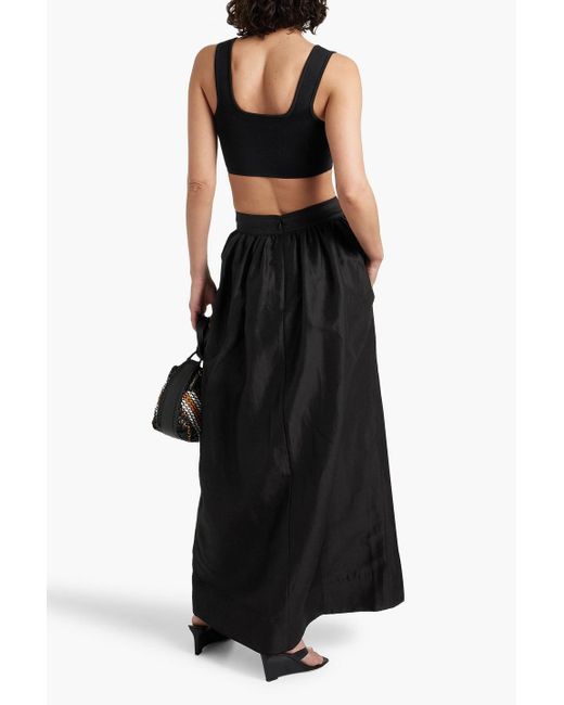Aje. Black Mirabelle Wrap-effect Linen-blend Maxi Skirt