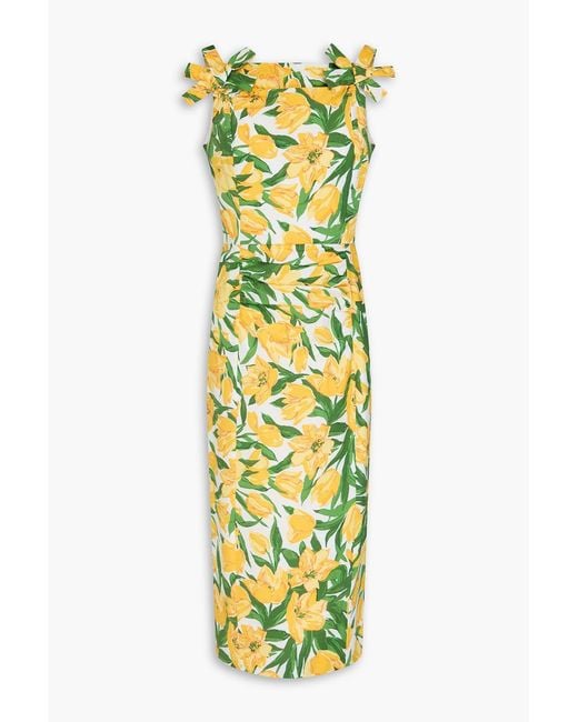 Carolina Herrera Metallic Floral-Print Cotton-Blend Poplin Midi Dress