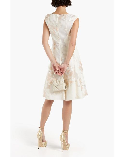 Talbot Runhof White Korbut Metallic Floral-jacquard And Organza Dress
