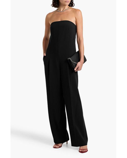 Vince Black Strapless Crepe Wide-Leg Jumpsuit
