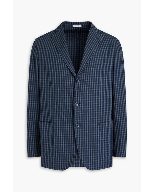 Boglioli Blue Checked Seersucker Blazer for men