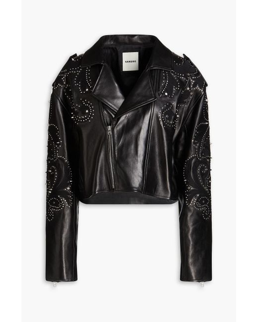 Sandro Black Jacket Lambskin, Copper, Zamak, Polyester